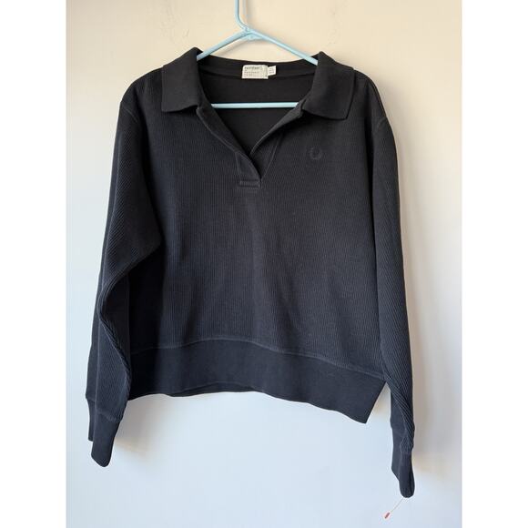 Fred Perry For margarett howell Pullover Jumper Womens 10 Black Ribbed Collared - Picture 1 of 10